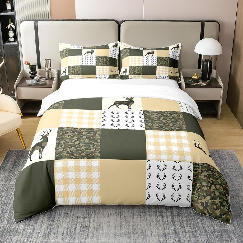 Buffalo Plaid Bedding Collection For Cabin Decor Queen Wild Animal Comforter Cover Duvet Cover Queen King Size Quilt Cover 3 Pieces