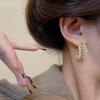 Серебряная игла Высокое качество C-образные хрустальные серьги Женские ретро легкая роскошь Серьги как у интернет-знаменитости Японский и корейский стиль Серьги