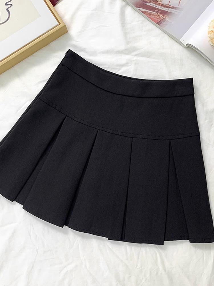 Women's Gray Pleated High-Waist A-Line Skirt - 2024 Spring Trendy & Slim Design