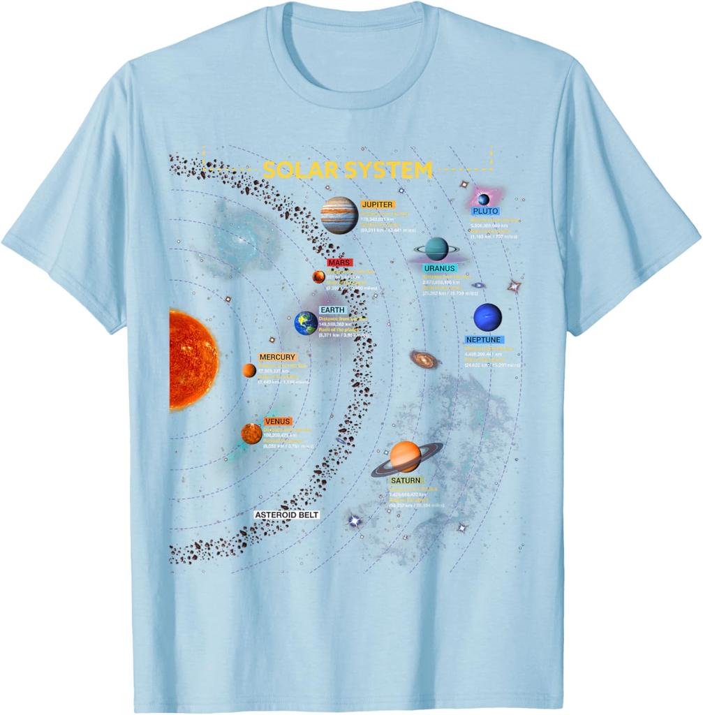 Мужская повседневная хлопковая футболка с графическим принтом планет Солнечной системы, дышащая, для путешествий