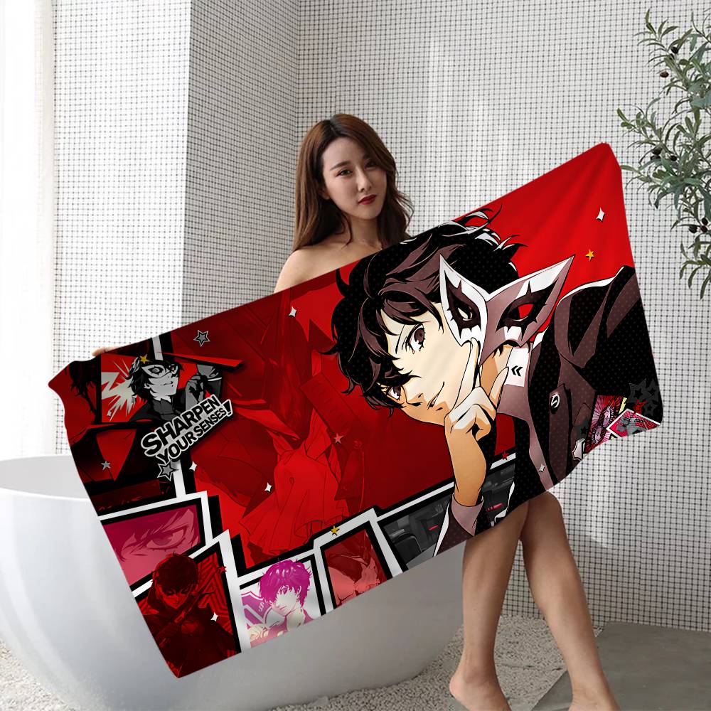 Горячая Видеоигра P-Persona 5 Аниме Пляжное Полотенце для Купания Мягкое Впитывающее Салфетка Детские Подарки для Детей Путешествия Кемпинг Тренажерный Зал