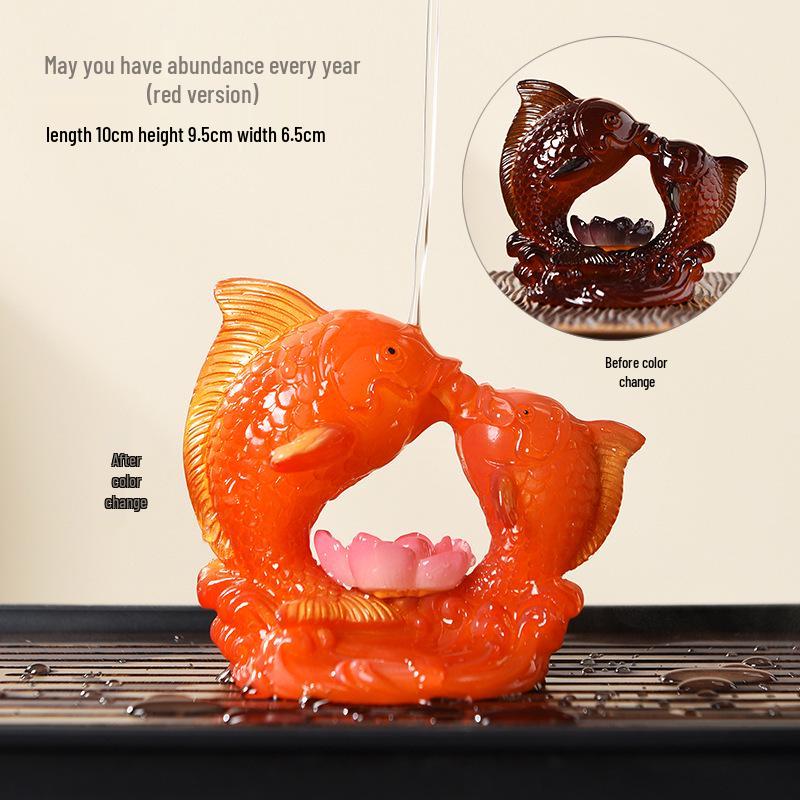 Счастливый Золотой Карп Меняющий Цвет Чайный Питомец – Высококлассное Украшение для Чайных Столиков