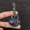 Подвеска из фиолетового огненного лабрадорита, подвеска из драгоценного камня с медной проволокой, подвеска ручной работы, подвеска из медной проволоки, ювелирное изделие в подарок маме, подвески в виде гитары