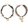 Salircon 2 Style Vintage Leopard Flannel Rope Chain Choker Necklace Women Punk Heart Metal Pendant Necklace Jewelry Female Gift