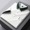 Men's Summer Ice Silk Polo Shirt - Short Sleeve, Solid Color, Embroidered, High Elasticity, Non-Iron, Anti-Wrinkle