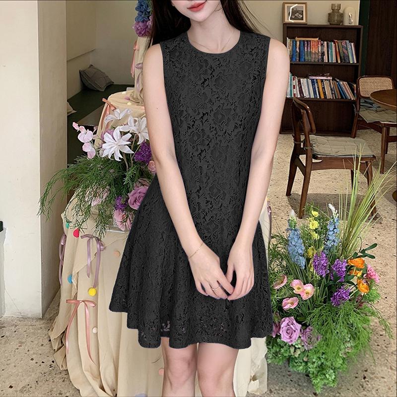 ZANZEA Женское летнее повседневное платье без рукавов с круглым вырезом, пэчворк, кружево