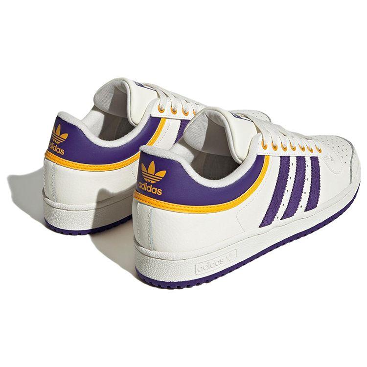 adidas Топ-10 низких мужских кроссовок Lakers Белые Молочно-белые Колледжский-пурпурный GY2516