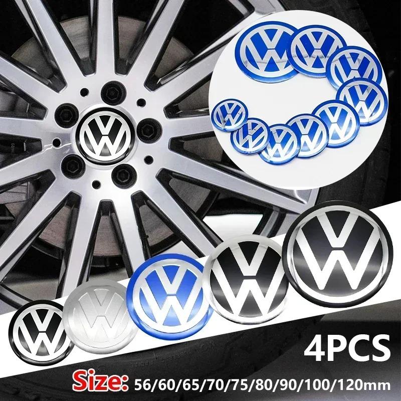 4Pcs 56/60/65/70/75/80/90/100/120mm 3D Car Wheel Stickers Center Hub Cap Emblem Badge Decal For VW GTI Polo Golf 4 5 6 7 Passat 6SDA