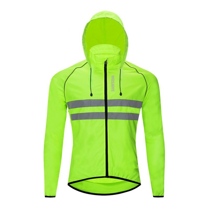 1 Mens Lightweight Reflective Windbreaker Hooded Water-Resistant Packable Cycling Jacket MTB Commuting Bike Riding