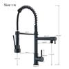 Black Pull Down Kitchen Sink Faucet Hot Cold Water Mixer Crane Tap with Dual Spout 360 Rotation High Faucet Deck Mounted