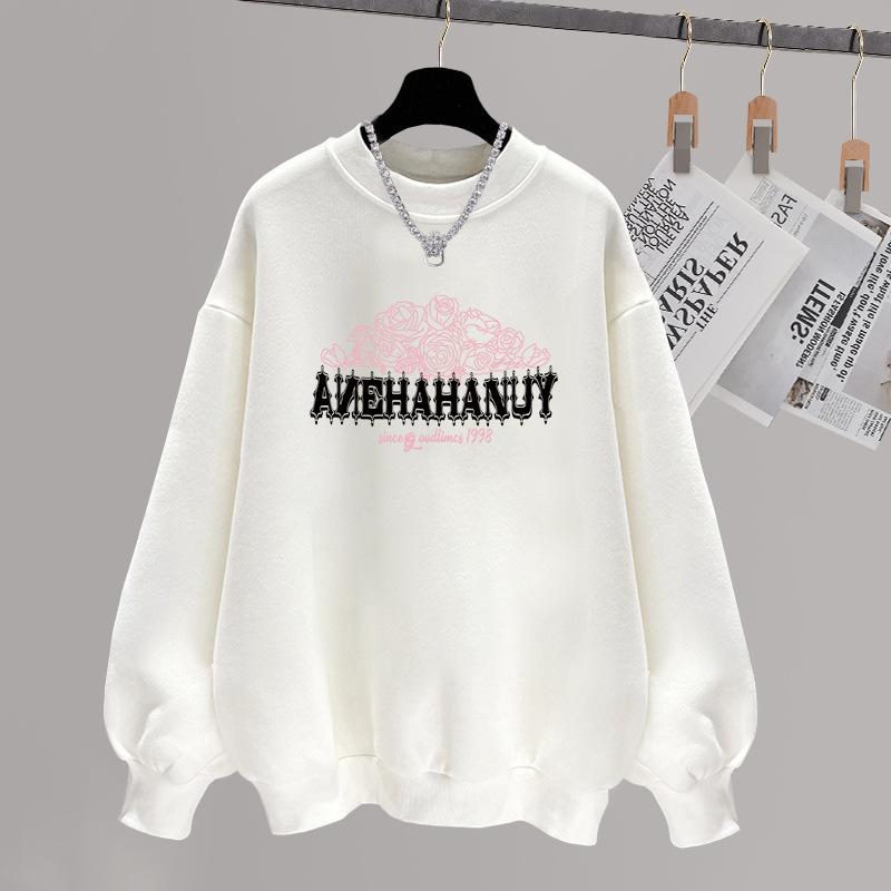 Тяжелый простой японский оверсайз свитшот с круглым вырезом из чистого хлопка женский осенне-зимний на флисе, утолщенный, без капюшона