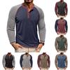 Men's Button Lapel Colored Cotton Long Sleeved Base Men's Top