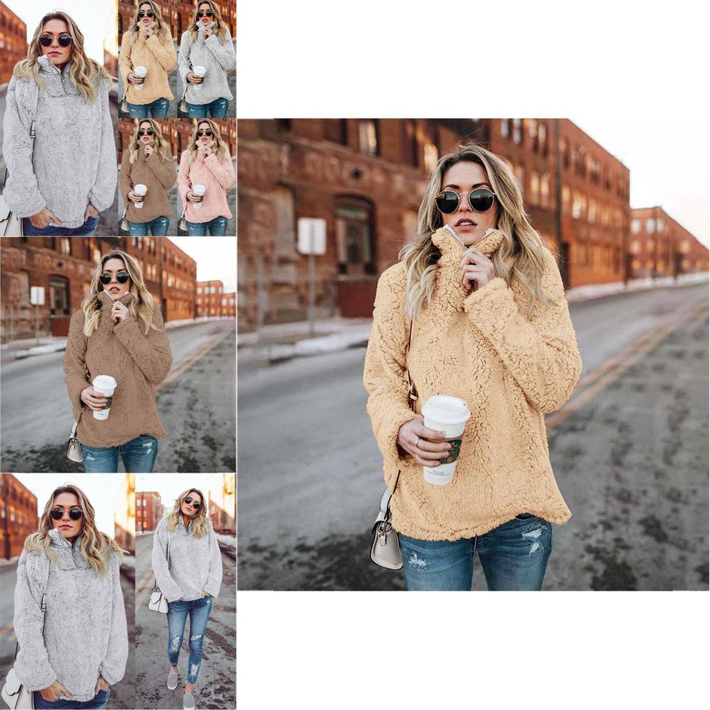 Timeless Womens Fleece Fur Hoodie Winter Woolen Thermal Ladies Zip Sweater Blouse