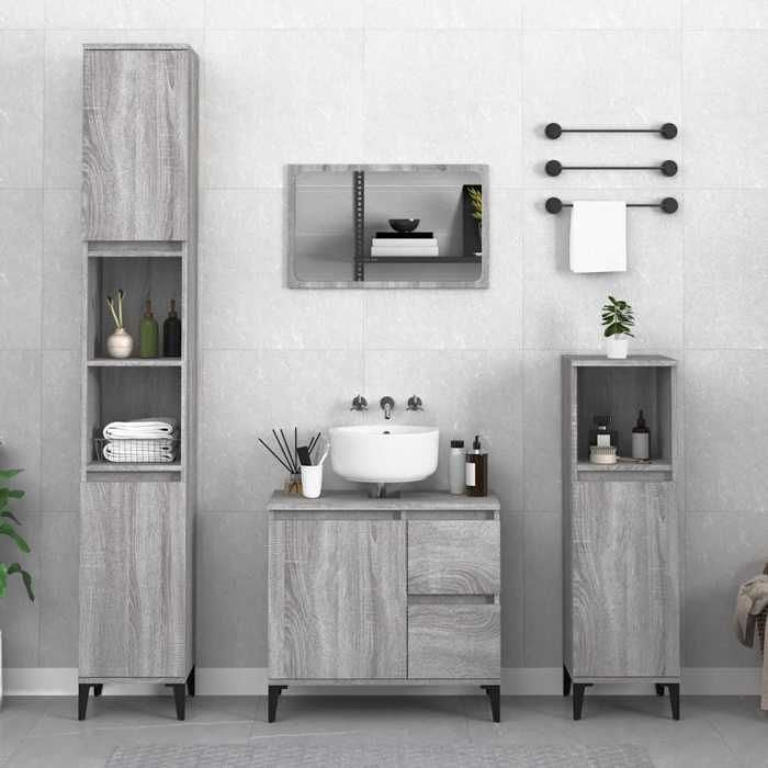 VidaXL Bathroom Cabinet Sonoma Grey 65x33x60 Cm Engineered Wood 819834