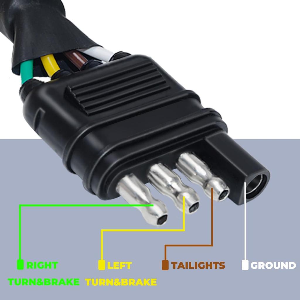 4 Pin Flat To 7 Pin RV Blade Trailer Adapter, Vehicle-Side 4 Way To Trailer-Side 7 Way With Mounting Bracket, For Recreational Vehicle, Trailer,