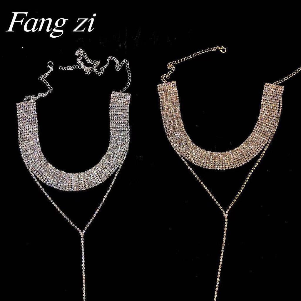Popular European & American Rhinestone Choker Necklace - Women's Clavicle Chain with Japanese & Korean Style