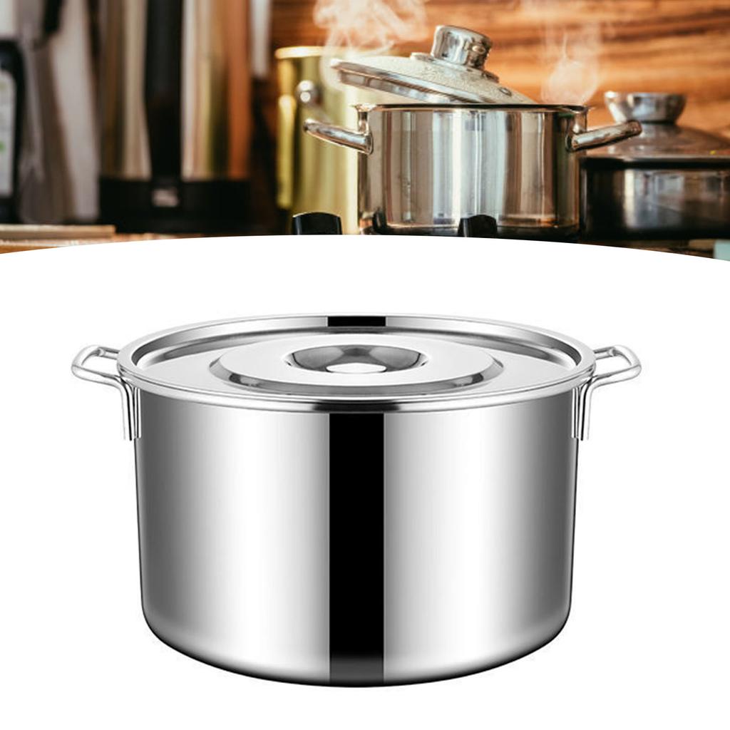 Stainless Steel Cookware Stockpot Thick Heavy Duty Stock Pot Large Capacity Soup Pot With Lid 2