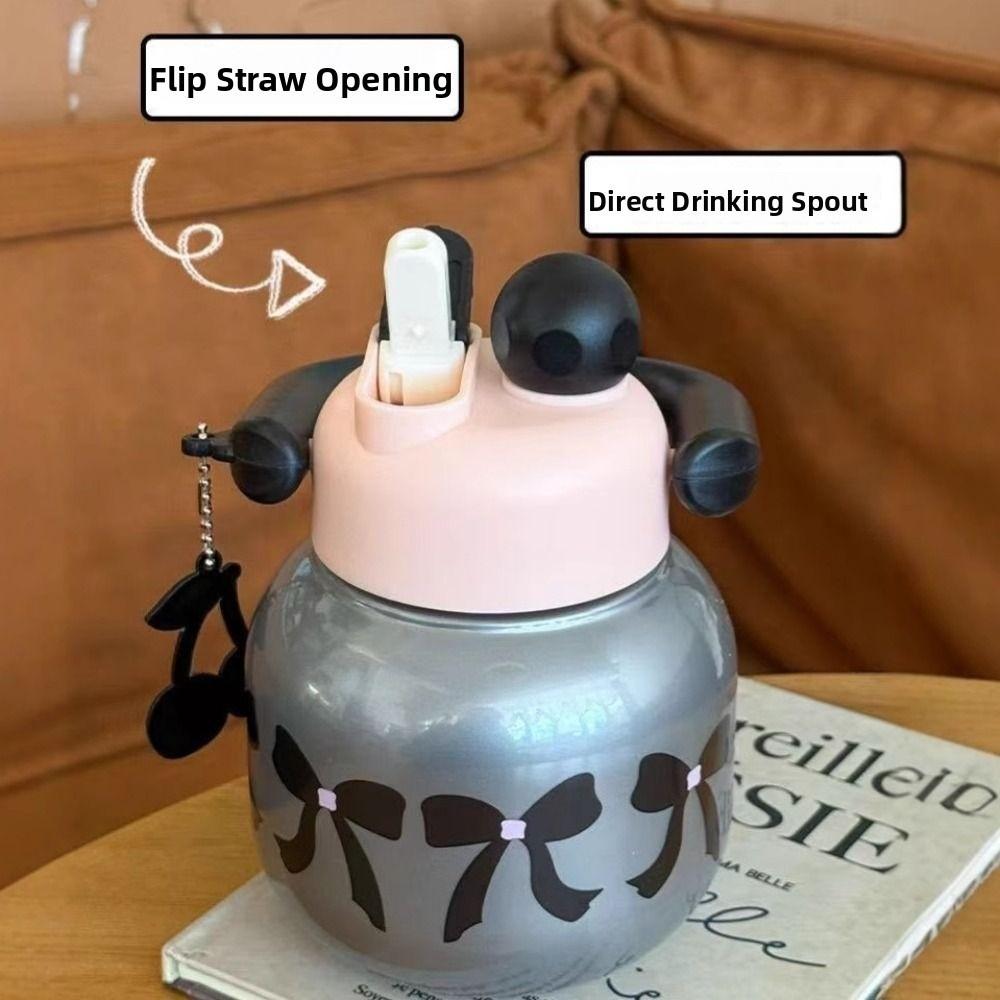 Детский поильник с вишневым бантиком, большой емкости, портативная бутылка для питья, кофейные чашки