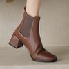 Гладиаторские ботинки челси из коровьей кожи с квадратным носком, зимние, на толстом высоком каблуке, базовый дизайн, женские ботильоны без застежек, размер 43