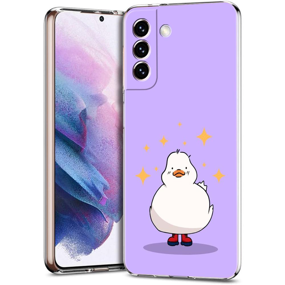 Милый Мультяшный Утенок Чехол для Телефона Для Samsung Galaxy S24 Ultra S23 FE S22 S20 S21 5G S10 S9 Plus S10E S8 Мягкий Силиконовый Прозрачный Чехол
