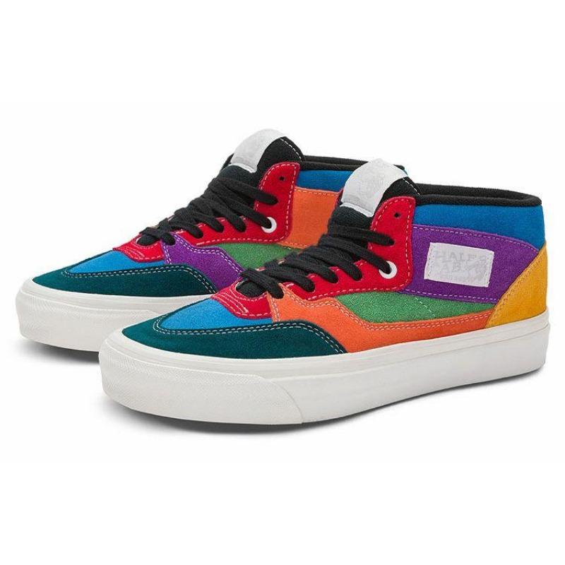 Vans Half Cab 33 DX unisex mid-top leather skate shoes blue orange purple VN0A5KX6448