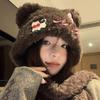 Cute Bear Ears Cat Bow Hat Women's Autumn and Winter Thickened Warm Plush Hat Ear Protection Knitted Lei Feng Hat