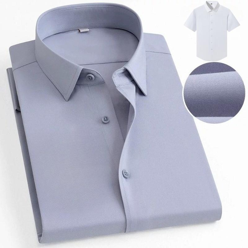 Высококачественная рубашка для мужчин 8XL 7XL из модала, против морщин, не требующая глажки, повседневная, с длинным рукавом, приталенная, для офиса, синяя, белая