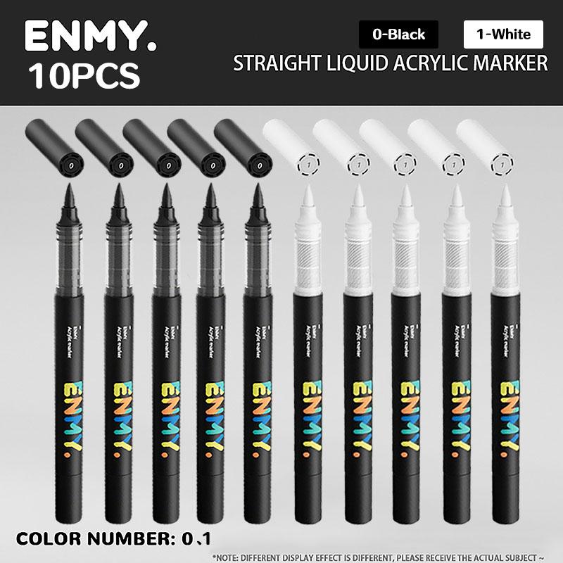 Акриловые маркеры ENMY 10 шт. Прямые жидкие акриловые маркеры-ручки для ткани, мака, холста, стекла, дерева, бумаги. DIY Арт-маркеры
