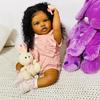 Живая 24-дюймовая кукла-реборн Лотти, мягкое тканевое тело, темная кожа, реалистичное афро-волос, кукла-беби для детей, игрушка, рождественские подарки