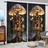 2pcs Mushroom House Pattern Printed Curtain for Home Decor - Rod Pocket Window Treatment for Bedroom, Office, Kitchen