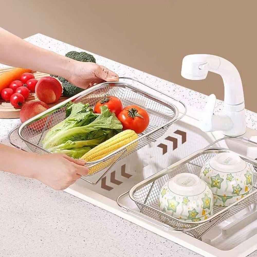 Универсальный расширяемый дуршлаг для раковины, сетка для раковины из нержавеющей стали, корзина для сушки посуды