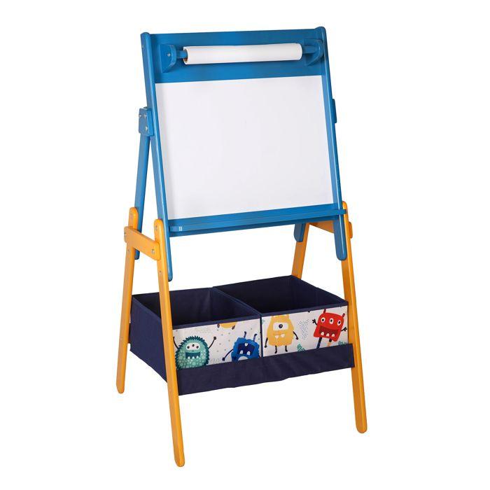 Tableau magnétique enfant - GINGER HOME MONSTER - Chevalet bois - Lettres aimantées - 2 bacs de rangement