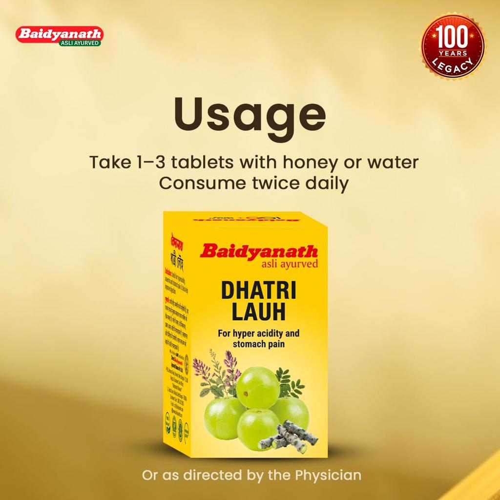 Baidyanath Dhatri Lauh Ayurvedic Tablets For Digestive Support And Acidity Relief 40 Tablets X Pack Of 2 With Amla Mulethi Giloy Lauh Bhasma