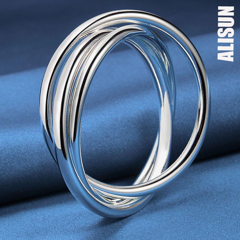 925 стерлингового серебра три линии гладкий браслет модные свадебные украшения