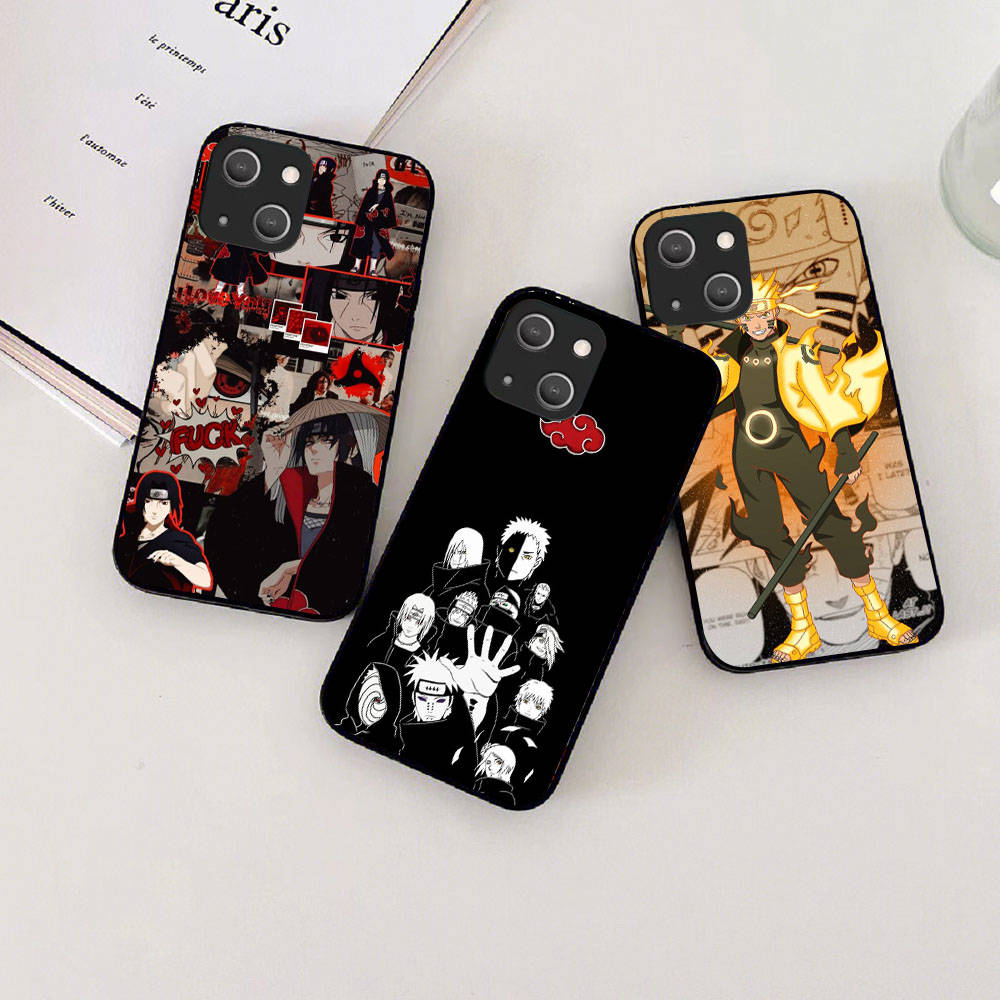 KK-2 Anime Naruto Soft Black Case for iPhone XR 14 15 11 12 13 6 7 8 X XS Pro Max Samsung S22 S23 S21 S24 FE Ultra S8 Plus
