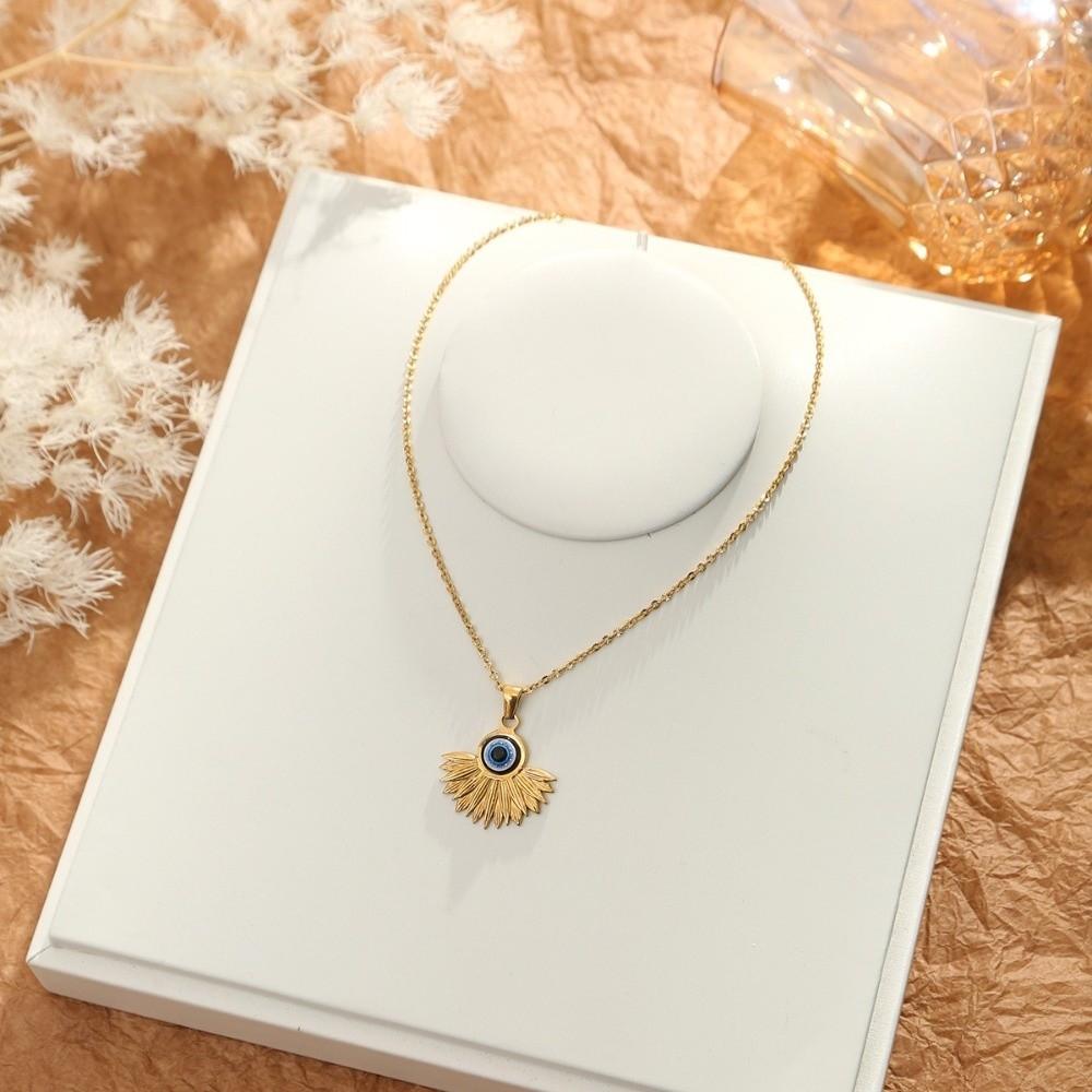 Minimalist Blue Eye Pendant Necklace Stainless Steel Geometric Jewelry Special Occasion