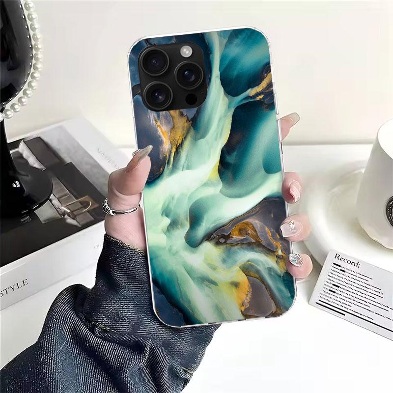 Fashion Geometric Marble Soft Phone Case For IPhone 11 17 Air 16E 16 Pro Max 15 + 14 Plus 13 Mini 12 Apple 7 SE 8 Fundas Coque 1