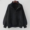Men's Trendy Solid Color Half Turtleneck Zipper Sweatshirt with Velvet, Long Sleeve, 2024.