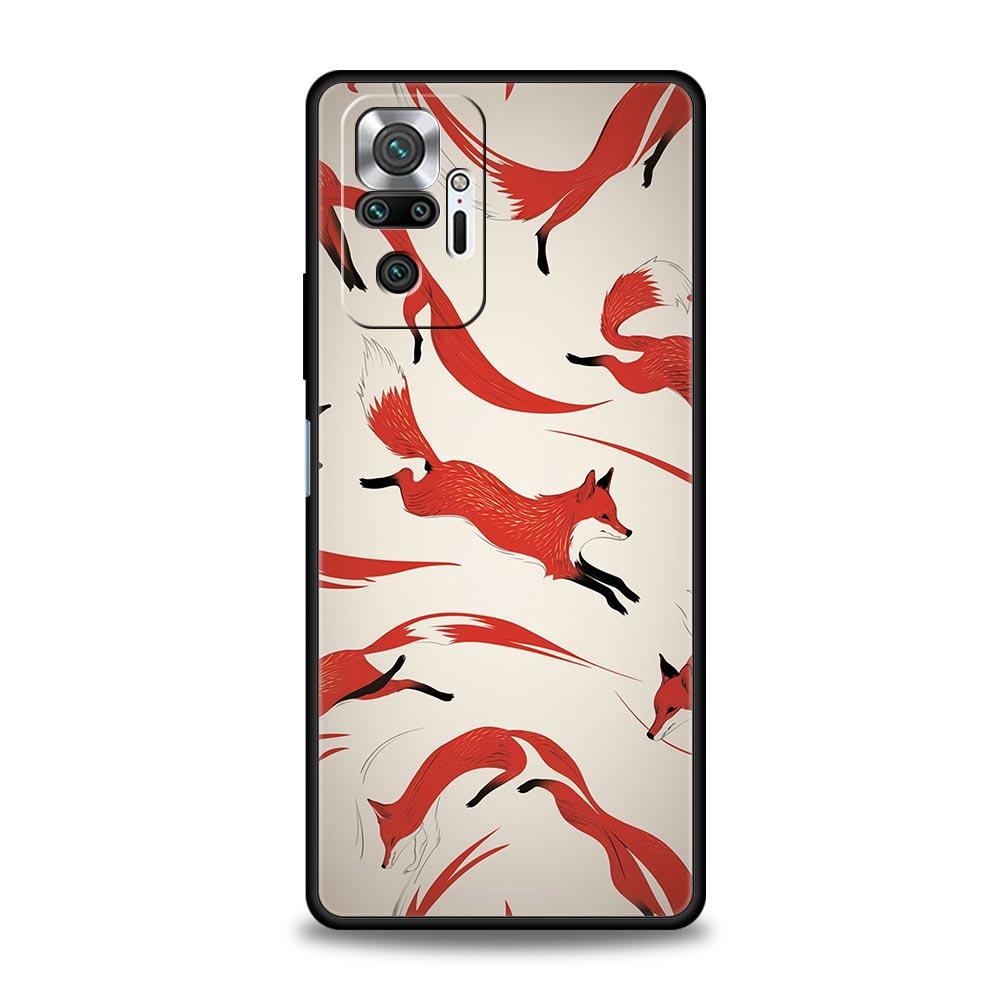 Чехол для телефона Красная Лиса для Redmi 14C 10C Note 14 13 12 10 11 K40 K50 Pro Plus 5G Ударопрочный Мягкий ТПУ Корпус Fundas Capas Сумки