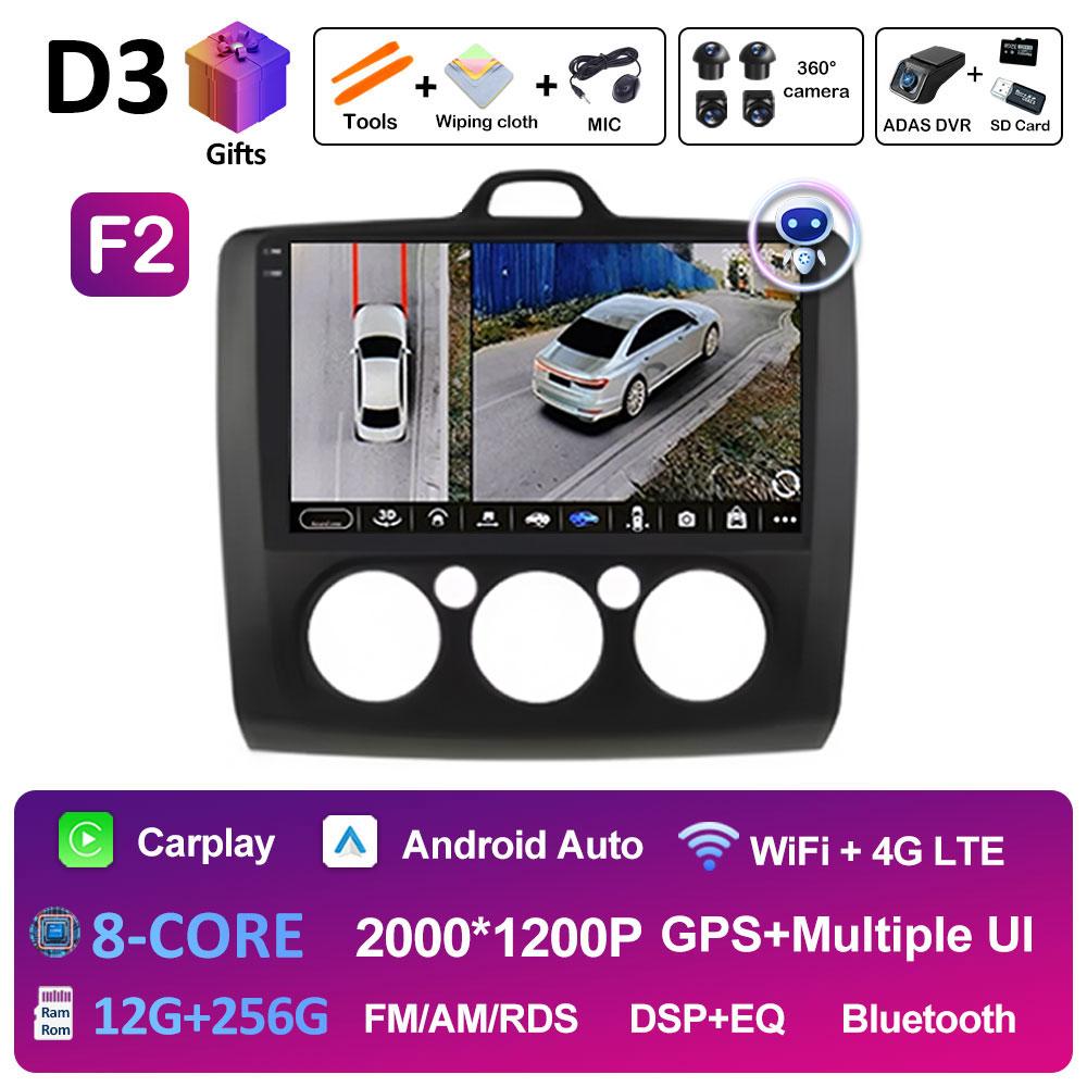 Беспроводной Android Auto Carplay для Ford Focus 2 3 Mk2 Mk3 2004 2005 2006 2007 2008 - 2011 Автомобильный видеоплеер 2.5D сенсорный экран WIFI