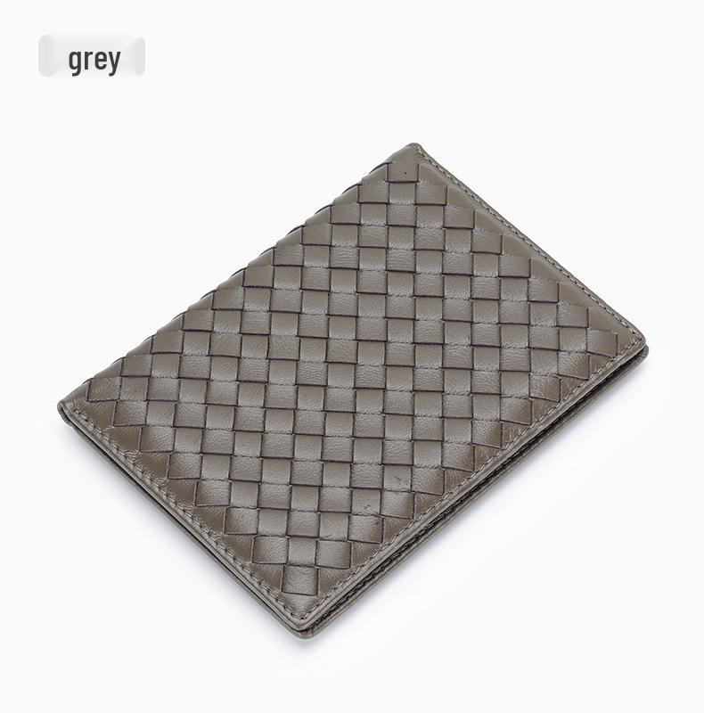 Sheepskin Woven Passport Holder: Women's Genuine Leather Multi-Card Slot Vertical Wallet