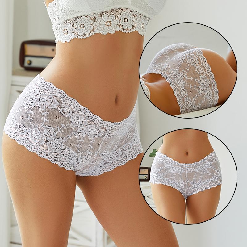 FINETOO 2PCS/Set High Waist Sexy Women Floral Lace Panties Lingerie Brief Girl Panty S-XL Underpants Female Underwear Intimates