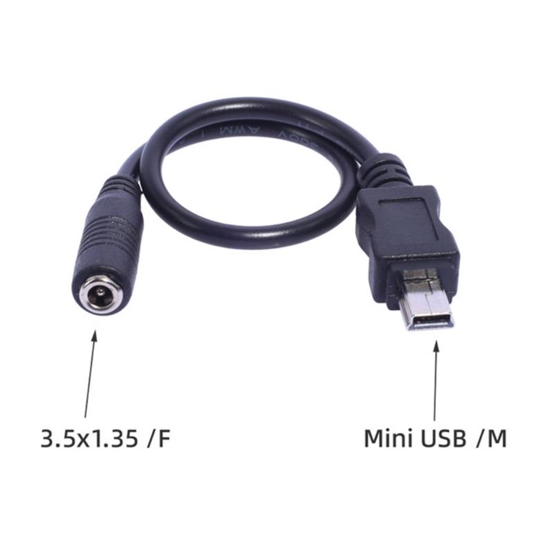 Mini USB Charging Cable for Tablets, Phones, Cameras 3.5x1.35mm Female to Mini USB Male 20cm Length