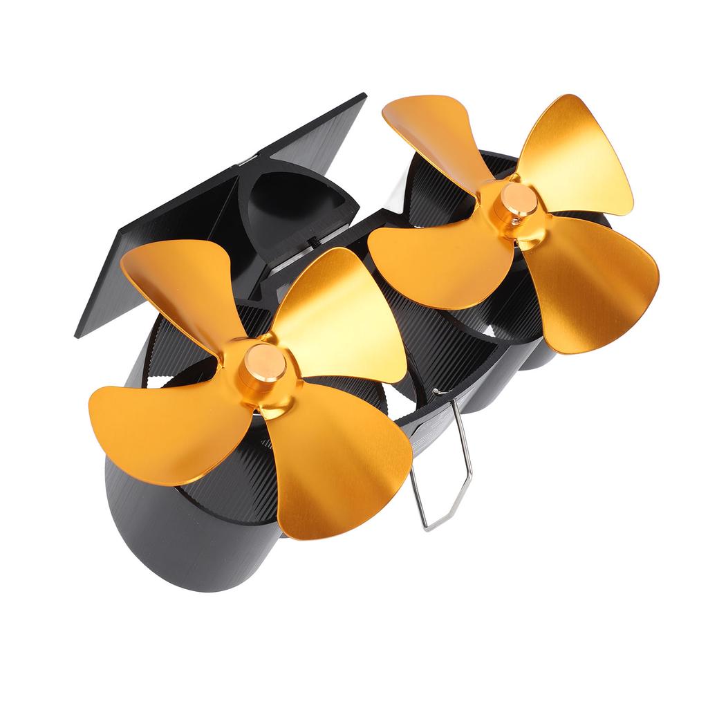 Вентилятор для печи, вентилятор для камина с подогревом, алюминиевый сплав, 4 лопасти, двойной вентилятор для замены, золото