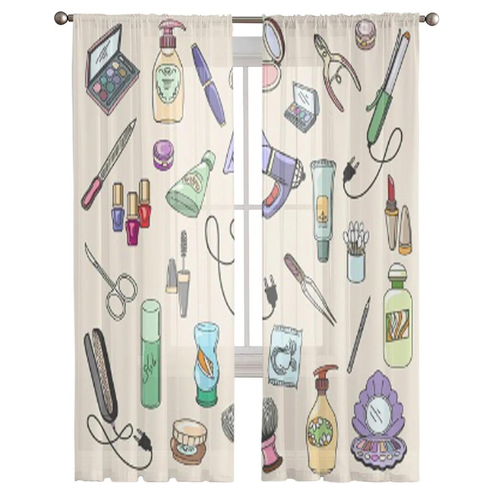 Красота и косметика, тюлевая занавеска с ручным рисунком для гостиной, прозрачная занавеска с балдахином для кухни, спальни, оконные шторы