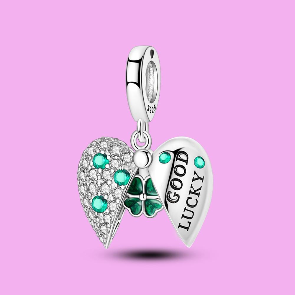 Pendant Charm Bead Copper Lucky Leaf Heart Pendants Fit Original Bracelet For Jewelry Making Valentine'S Day Gift