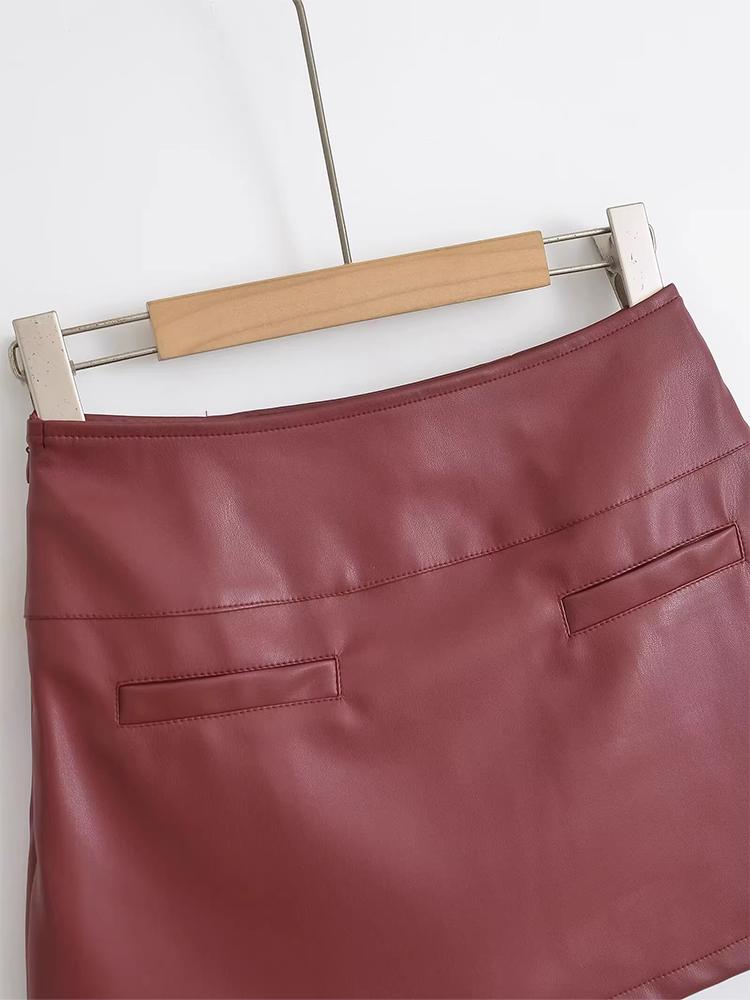 Мини-юбки из искусственной кожи, элегантные корейские модные черные юбки из искусственной кожи для женщин, юбка с высокой талией, юбка на молнии с шортами