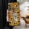 Cartoon Sunflower Tiger Case for Xiaomi Redmi Note 12s 11s 10S 9 10 11 12 Pro 7 8 9S 13 14 Pro Plus Black Soft Phone Cover