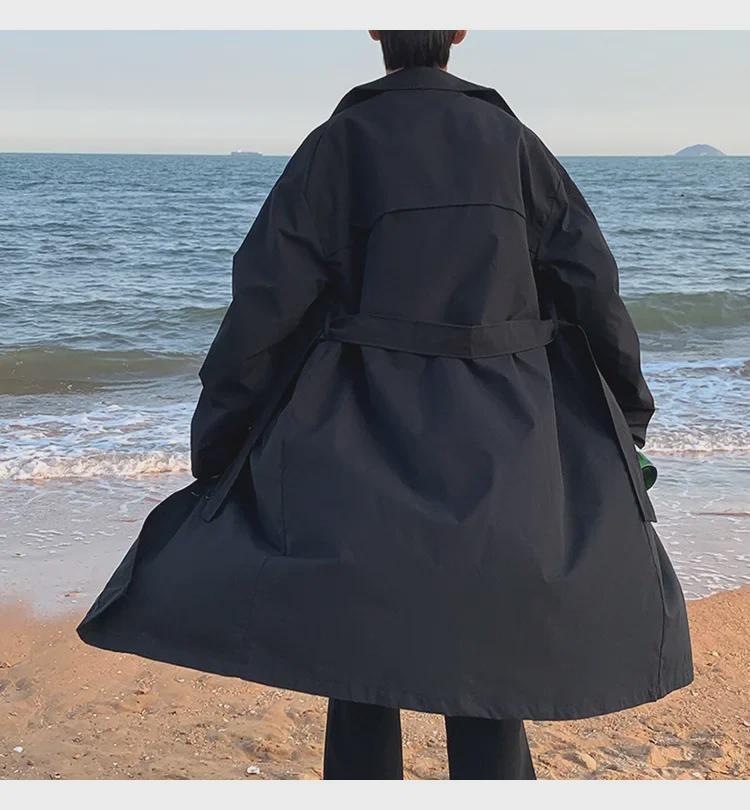 Мужская ветровка средней длины в корейском стиле, весна 2022 г., модное повседневное пальто выше колена для пар