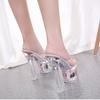 Сексуальные непромокаемые босоножки на платформе на толстом каблуке с подсолнухом, прозрачные туфли с кристаллами, свадебные туфли, банкетные туфли серии 10366, размер 17 см